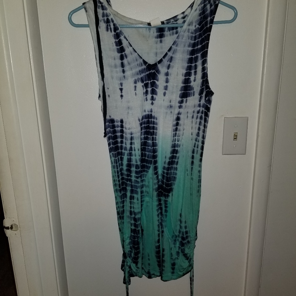 Hooded tie dye swim suit cover up